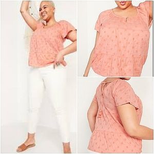 Tiered Embroidered Tie back top size Medium new with tags